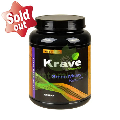 Krave Kratom Green Malay Capsules, 1000 count