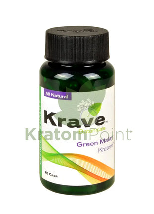 Krave Kratom Green Malay Capsules, 75 count