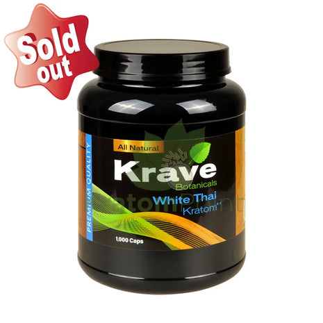Krave Kratom White Thai Capsules, 1000 count