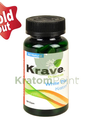 Krave Kratom White Thai Capsules, 75 count