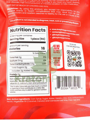 Kray Kray Wild Cherry Sours Kratom Gummies 40mg 10ct