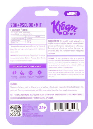 Kream Ohmz Grape 7-OH + Pseudo + MIT Tablets 4 count Hydroxy