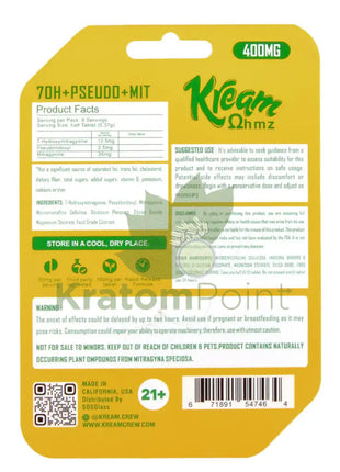 Kream Ohmz Mango 7-OH + Pseudo + MIT Tablets 4 count Hydroxy