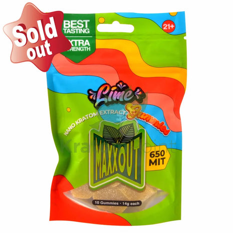 Maxx Out Lime Kratom Gummies 650Mit 10Ct