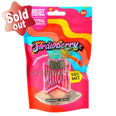 Maxx Out Strawberry Kratom Gummies 650Mit 10Ct