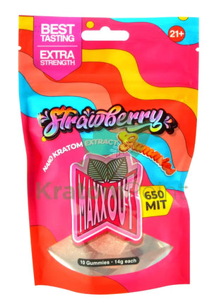 Maxx Out Strawberry Kratom Gummies 650Mit 10Ct