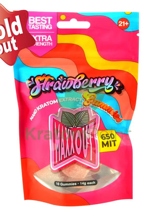 Maxx Out Strawberry Kratom Gummies 650Mit 10Ct