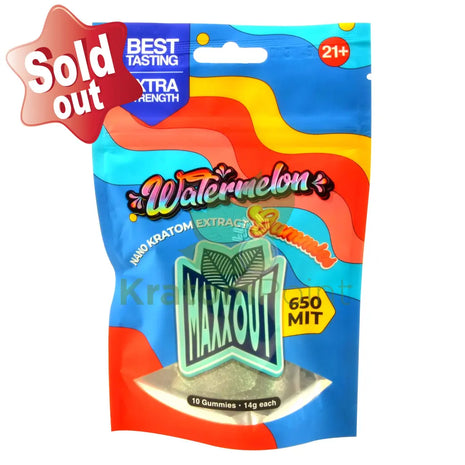 Maxx Out Watermelon Kratom Gummies 650Mit 10Ct