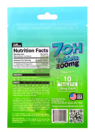 Maxxout 7-Hydroxy Spearmint Tablets 200mg 10 count Hydroxy