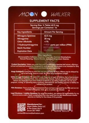 Moon Walker Bing Cherry Kratom Extract Tablets 250mg 4 count kratom extract