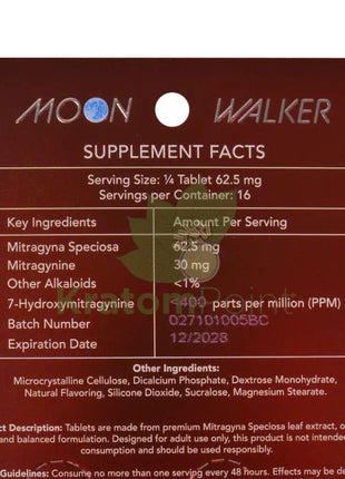 Moon Walker Bing Cherry Kratom Extract Tablets 250mg 4 count kratom extract