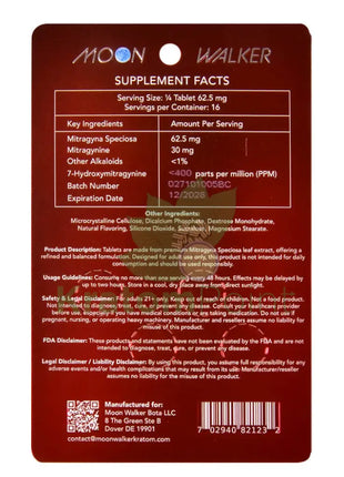 Moon Walker Bing Cherry Kratom Extract Tablets 250mg 4 count kratom extract