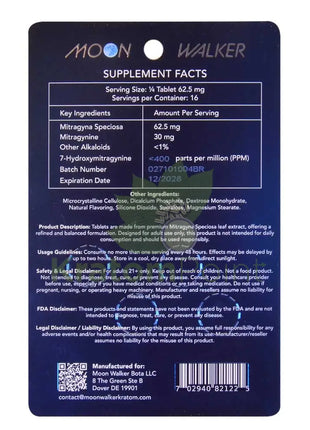 Moon Walker Blue Raspberry Kratom Extract Tablets 250mg 4 count