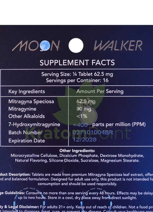 Moon Walker Blue Raspberry Kratom Extract Tablets 250mg 4 count