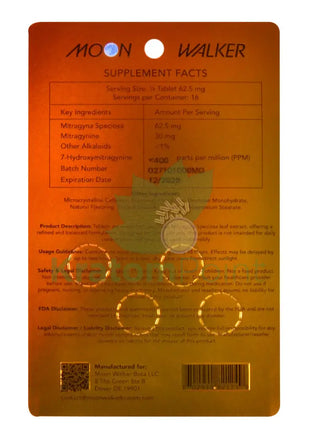 Moon Walker Mighty Mango Kratom Extract Tablets 250mg 4 count kratom extract