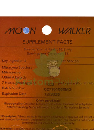 Moon Walker Mighty Mango Kratom Extract Tablets 250mg 4 count kratom extract