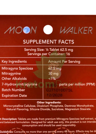 Moon Walker Strawberry Lemonade Kratom Extract Tablets 250mg 4 count kratom extract
