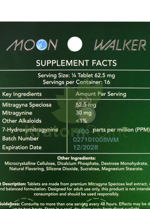 Moon Walker Watermelon Kratom Extract Tablets 250mg 4 count kratom extract