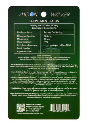 Moon Walker Watermelon Kratom Extract Tablets 250mg 4 count kratom extract