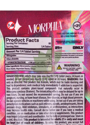 Morphia 100mg Strawberry MITRA+ Next Generation Kratom Alkaloid Tablet 1ct kratom extract