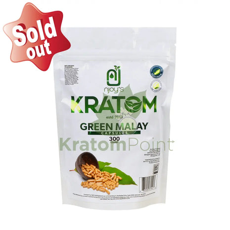 Njoys Green Malay Kratom Capsules 300 Count