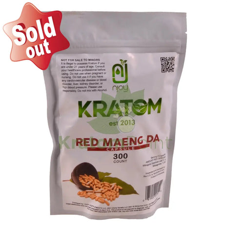 Njoy’s Red Maeng Da Kratom Capsules 300 count