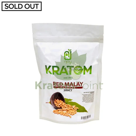 Njoys Red Malay Kratom Capsules 300 Count