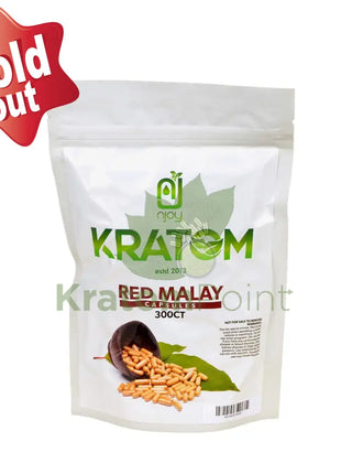 Njoys Red Malay Kratom Capsules 300 Count