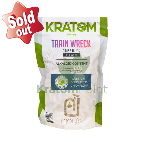 Njoys Trainwreck Kratom Capsules 300 Count
