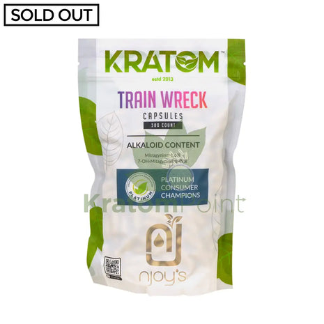 Njoys Trainwreck Kratom Capsules 300 Count