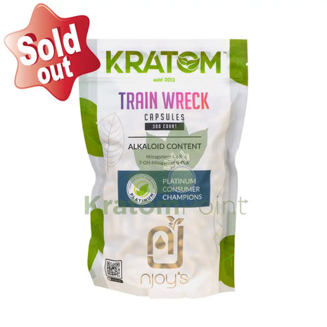 Njoys Trainwreck Kratom Capsules 300 Count