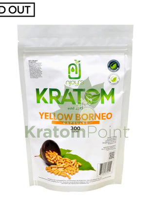 Njoys Yellow Borneo Kratom Capsules 300 Count