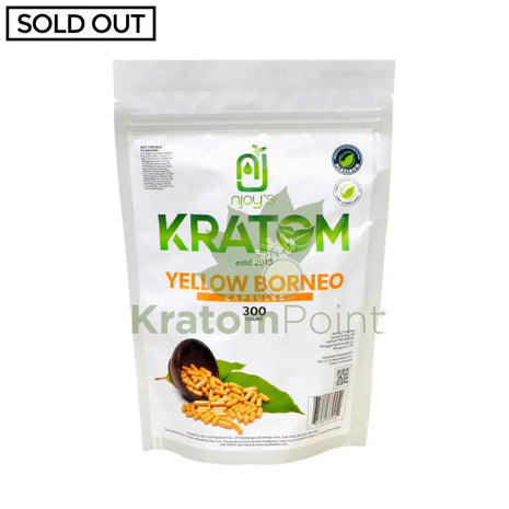 Njoys Yellow Borneo Kratom Capsules 300 Count