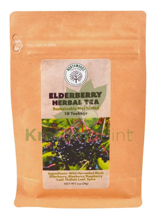 Northwoods Tea & Herb Elderberry Herbal Tea 18 Teabags - Mushrooms