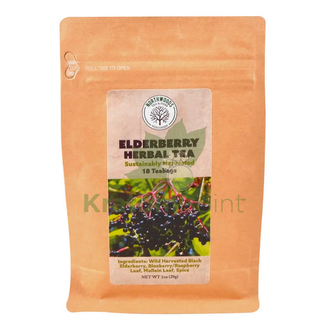 Northwoods Tea & Herb Elderberry Herbal Tea 18 Teabags - Mushrooms