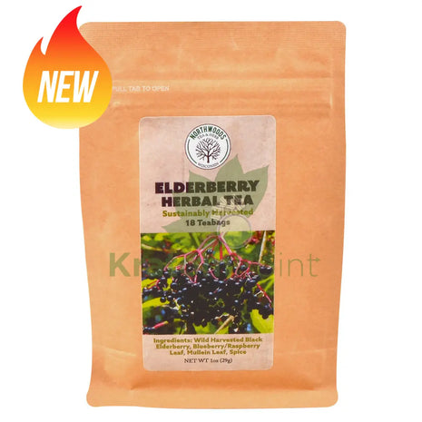 Northwoods Tea & Herb Elderberry Herbal Tea 18 Teabags - Mushrooms