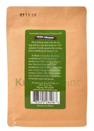 Northwoods Tea & Herb Mushroom Black Herbal Tea 18 Teabags - Mushrooms