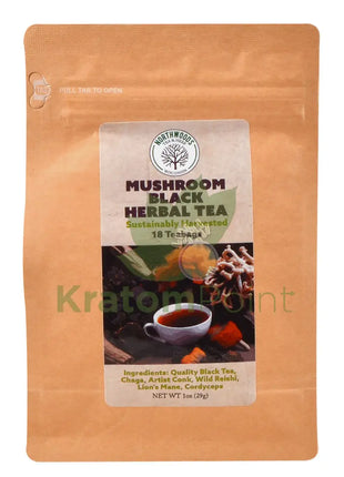 Northwoods Tea & Herb Mushroom Black Herbal Tea 18 Teabags - Mushrooms