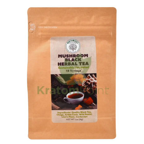 Northwoods Tea & Herb Mushroom Black Herbal Tea 18 Teabags - Mushrooms