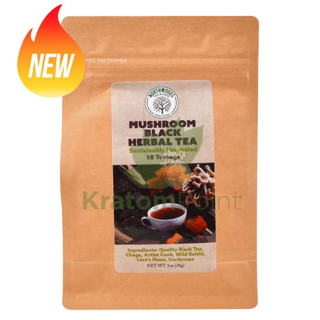 Northwoods Tea & Herb Mushroom Black Herbal Tea 18 Teabags - Mushrooms