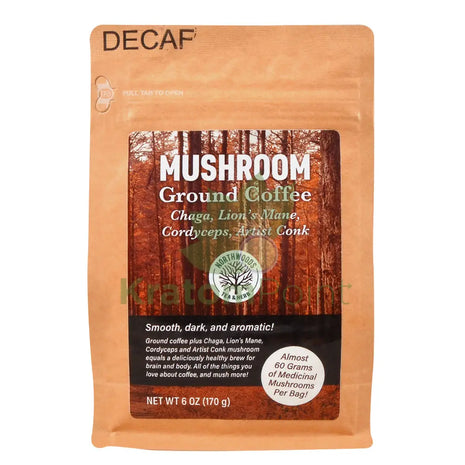 Northwoods Tea & Herb Mushroom Ground Decaf Coffee 6oz - Mushrooms