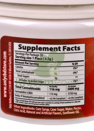 Only CBD Immunity 5000mg Grapefruit gummies 50ct CBD