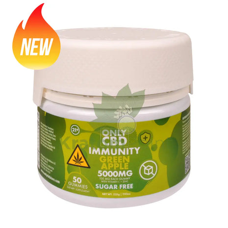 Only CBD Immunity 5000mg Green Apple Zero Sugar gummies 50ct - CBD