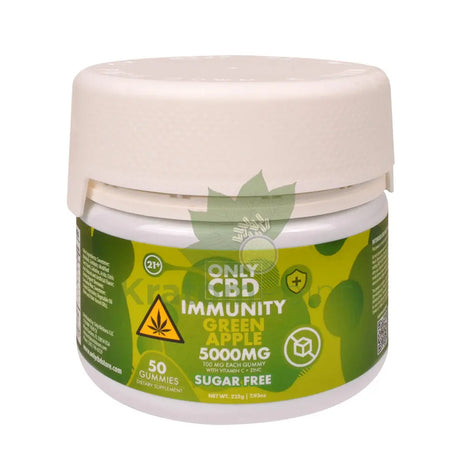 Only CBD Immunity 5000mg Green Apple Zero Sugar gummies 50ct - CBD