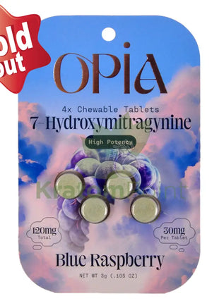 Opia 7-Hydroxy High Potency 30mg Blue Raspberry Kratom 4 Tablets Hydroxy