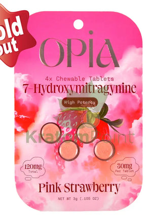 Opia 7-Hydroxy High Potency 30mg Pink Strawberry Kratom 4 Tablets Hydroxy
