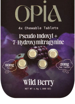 Opia 7-Hydroxymitragynine + Pseudo Wild Berry Kratom 4 Tablets Hydroxy