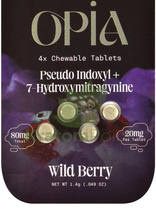 Opia 7-Hydroxymitragynine + Pseudo Wild Berry Kratom 4 Tablets Hydroxy