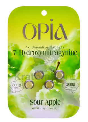 Opia 7-Hydroxymitragynine Sour Apple Kratom 4 Tablets Hydroxy