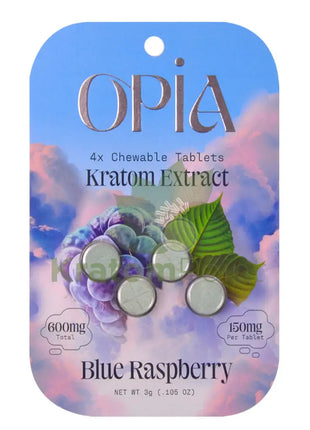Opia Blue Raspberry Kratom Extract Tablets 150mg 4 tablets